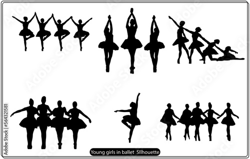 Beautiful teenager dancing SIlhouette vector Bundle.