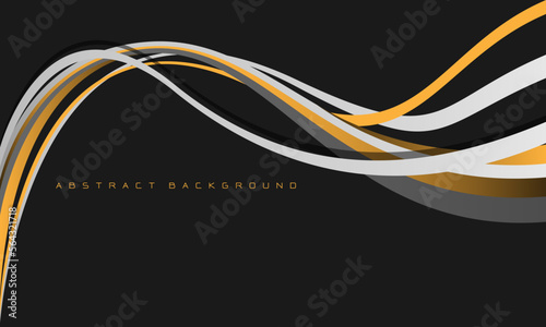 Abstract yellow grey line curve wave overlap with blank space design modern futuristic creative background vector