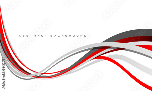 Abstract red grey line curve wave overlap on white with blank space design modern futuristic creative background vector