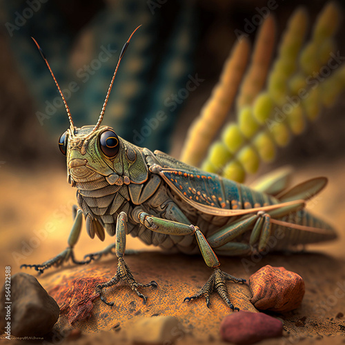 Locust in the field. Generative AI.   © DALU11