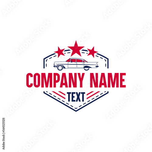 Retro Car logo vector design with stars