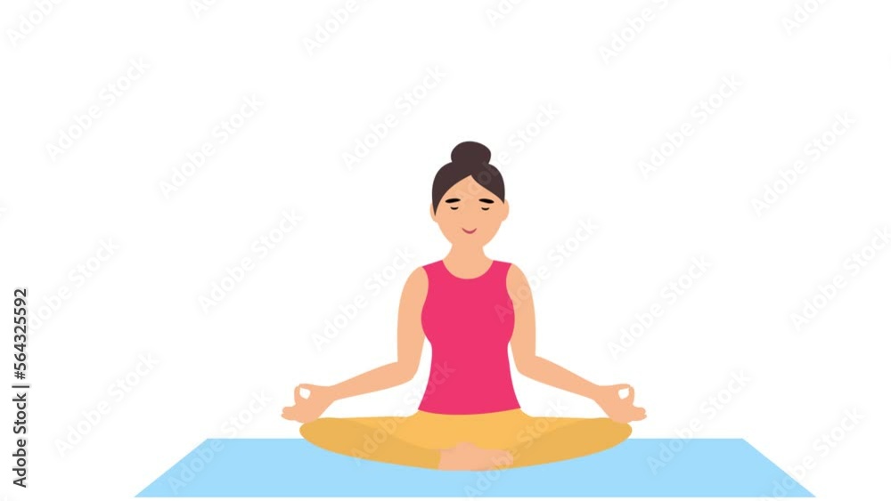 woman doing yoga and meditation in lotus pose yoga breathing exercise animation woman doing yoga and meditation in lotus pose yoga breathing exercise animation