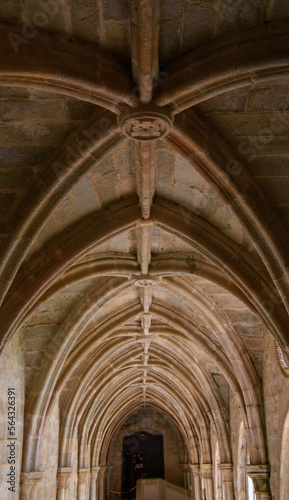 Architectural details of the pretty gothic cathedral of Evora  Portugal