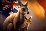 Kangaroo mom and baby kangaroo
