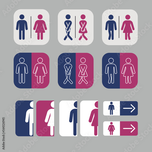 sanitary signage vector icon set, special toilets iconography