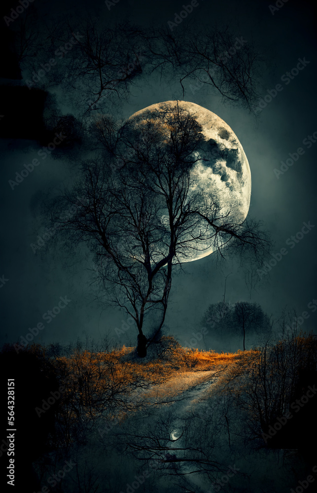 Fototapeta premium Night sky with the moon and stars