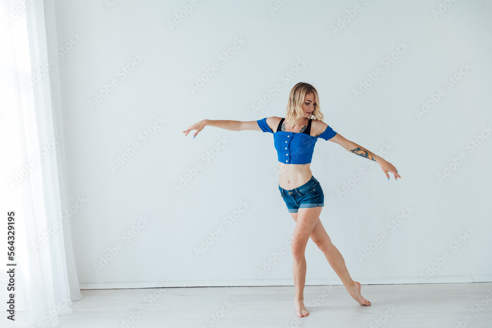 dancer dancing a modern bachata dance in a dance studio dance hall