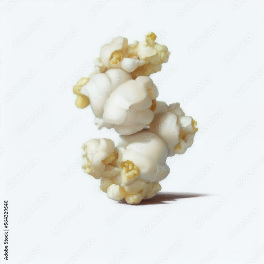 Popcorn bunch on white plain background Generative AI Popcorn bunch on white plain background Generative AI