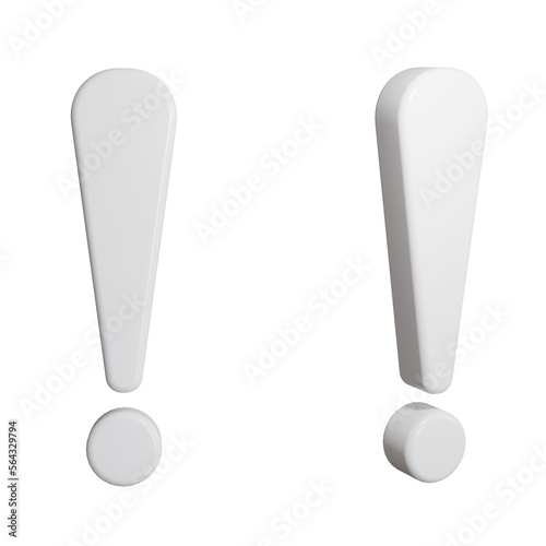 3d render exclamation mark on transparent background