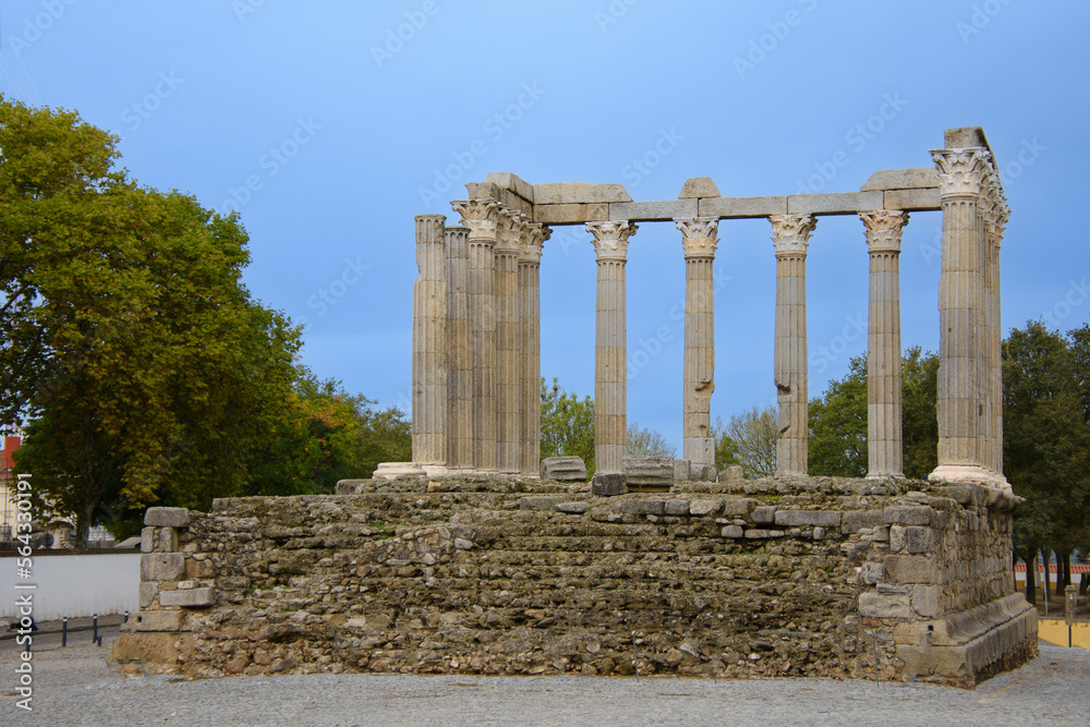 Old Roman Temple in the city of Évora in Portugal