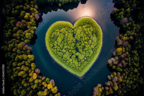 An island forming a heart seen from above