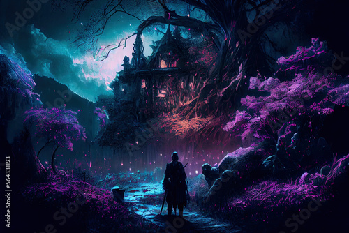 halloween dark fantsy old mansion - By Generative AI