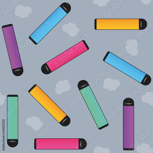 Colorful vape pattern. Electronic cigarettes and vape pattern. Flat vector illustration