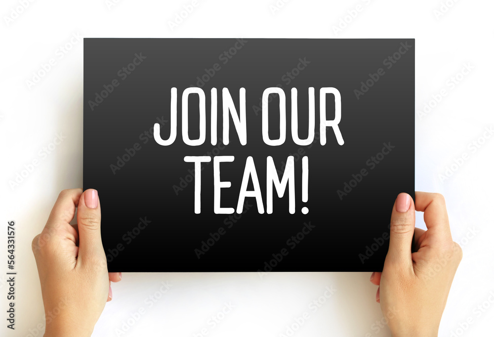 Join Our Team text on card, concept background Join Our Team text on card, concept background