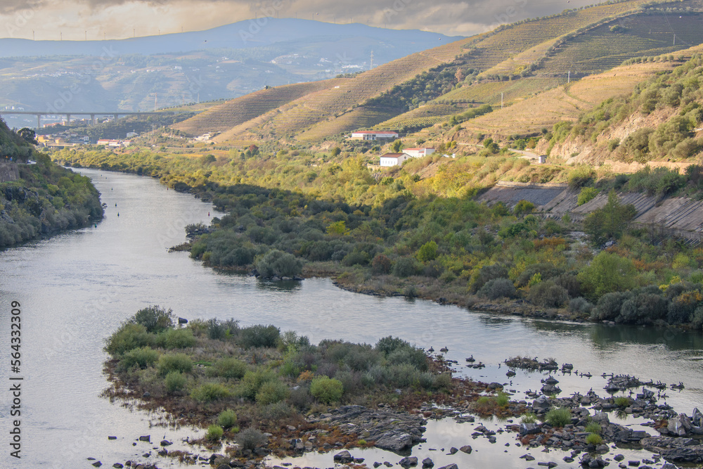 Landscape view of the beautiful douro river valley in Portugal. Miradouro Sebolido