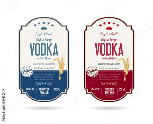 Labels for vodka with wheat vector stock illustration 