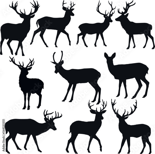 Deer silhouette set icon, SVG Vector © Dmytro