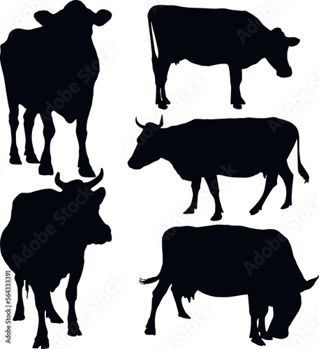 Cow silhouette set icon, SVG Vector