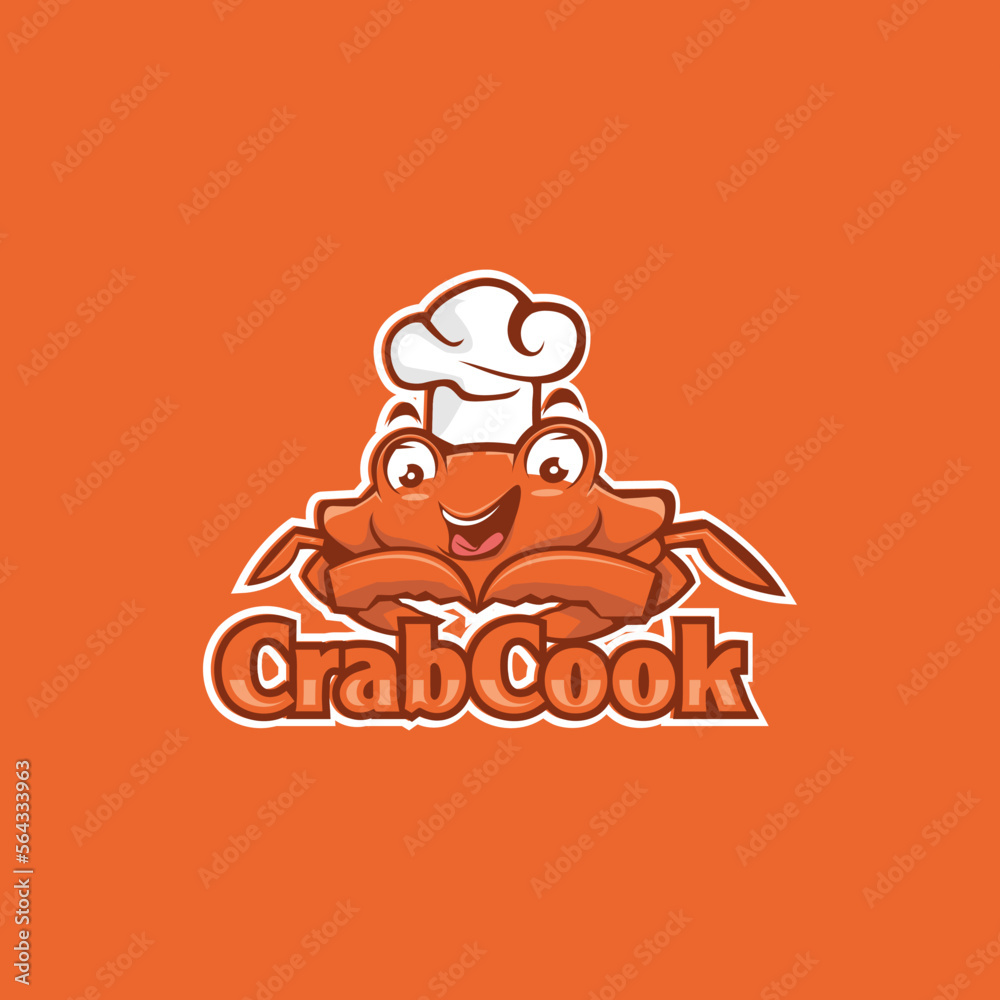 Seafood menu crab chef mascot logo Seafood menu crab chef mascot logo