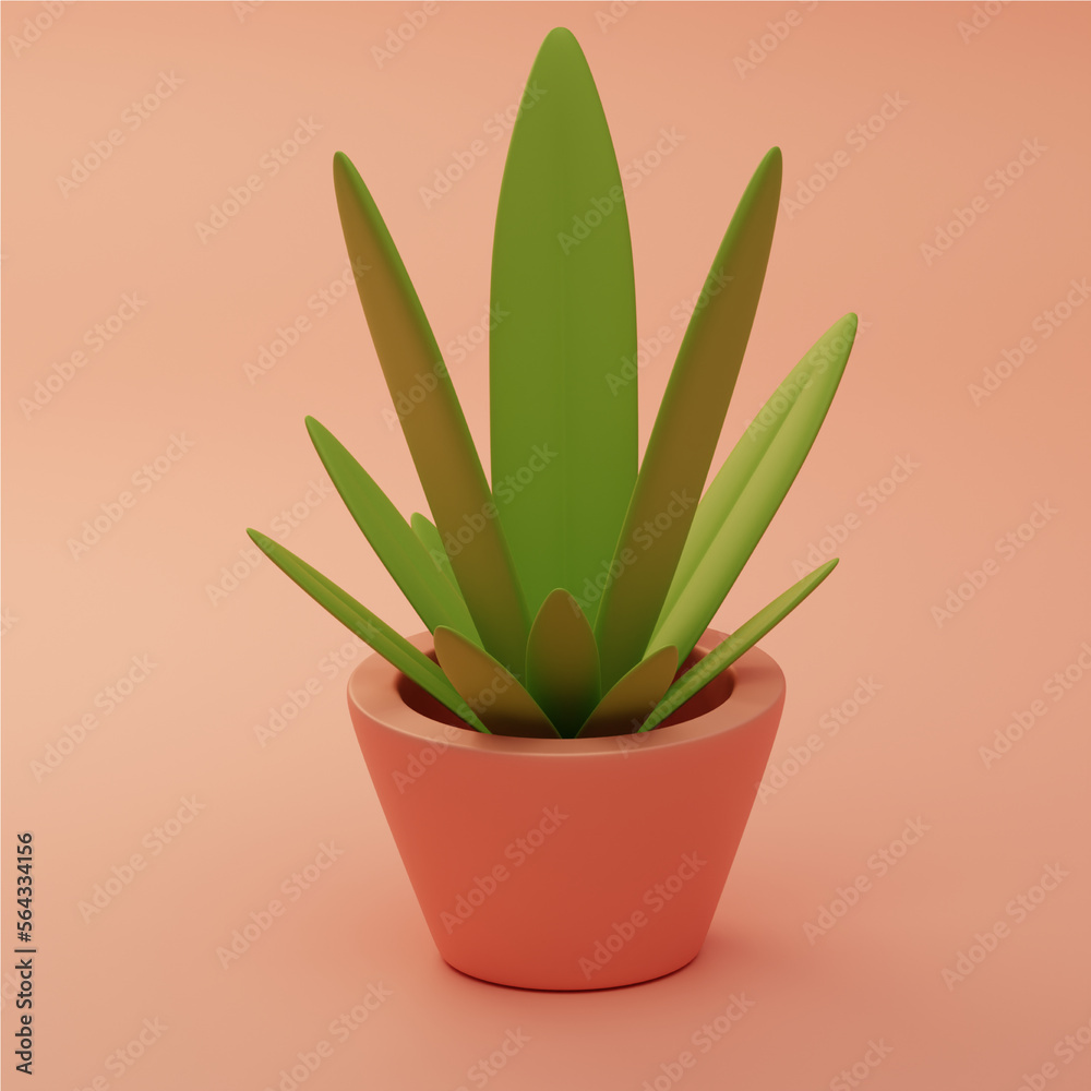 House plant in the pot, 3d renders illustration. House plant in the pot, 3d renders illustration.