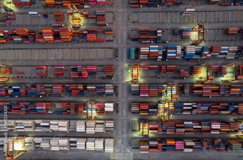 Container yard at the port waiting to be transported