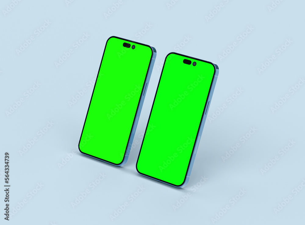 Smartphone 14 pro max mockup for App and Website UI branding. 2 Phones in front and back side. 3D render Smartphone 14 pro max mockup for App and Website UI branding. 2 Phones in front and back side. 3D render