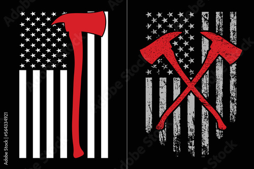 American Flag Firefighter Axe Design