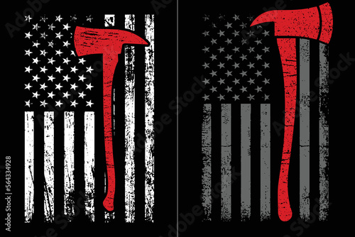 Fire Fighter Axe 4th Of July Design