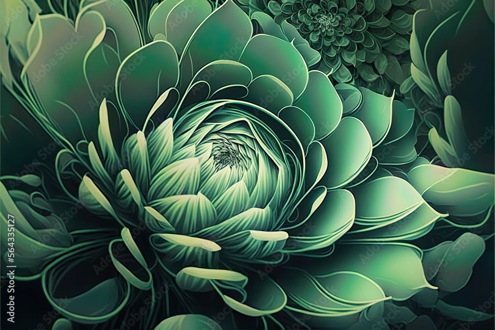 abstract background green flower , digital art style, illustration painting, generative AI abstract background green flower , digital art style, illustration painting, generative AI