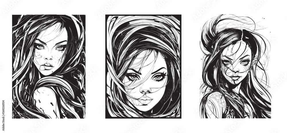 A vector graphic depicting a portrait of a beautiful black woman. The ...