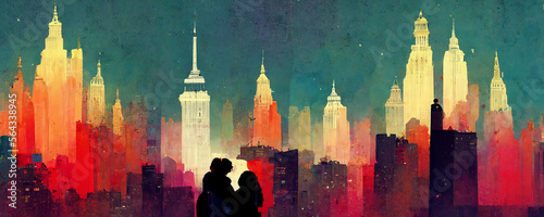 lovers in new york city, created using ai