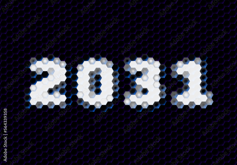 Sign of the 2031 year with hex pixel grid. New Years number or digits for holiday eve celebration card or calendar. Sign of the 2031 year with hex pixel grid. New Years number or digits for holiday eve celebration card or calendar.