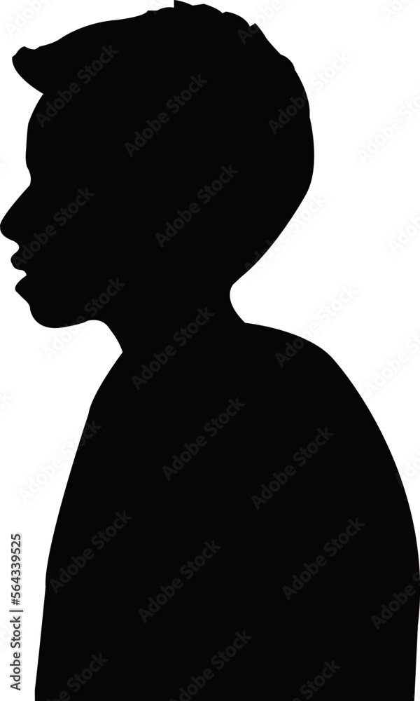 a cute boy head silhouette vector