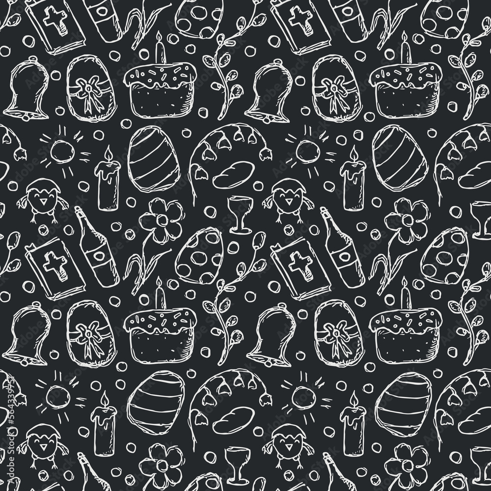 Easter pattern. Seamless pattern with easter icons. Easter background - obrazy, fototapety, plakaty 