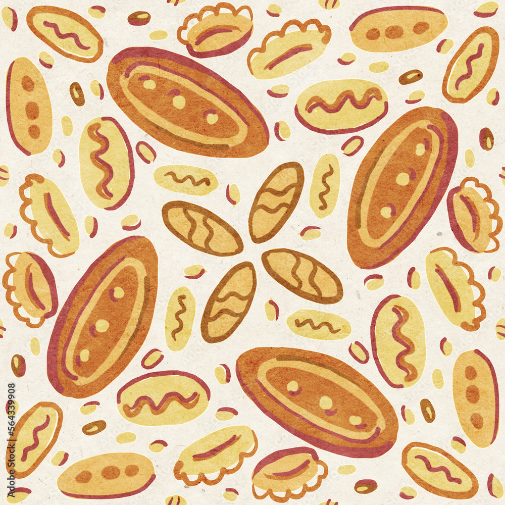 Monochrome seamless pattern with pastries.