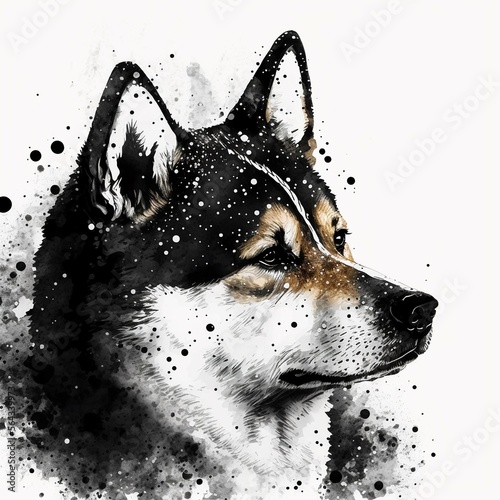 ink portrait of a dog