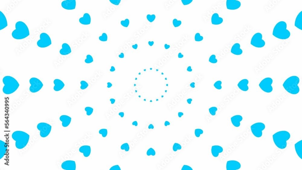 Animated increasing blue heart circles from the center. Looped video. Vector illustration isolated on white background. Animated increasing blue heart circles from the center. Looped video. Vector illustration isolated on white background.