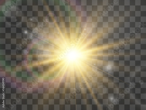 Bright beautiful star.Illustration of a light effect on a transparent background. 