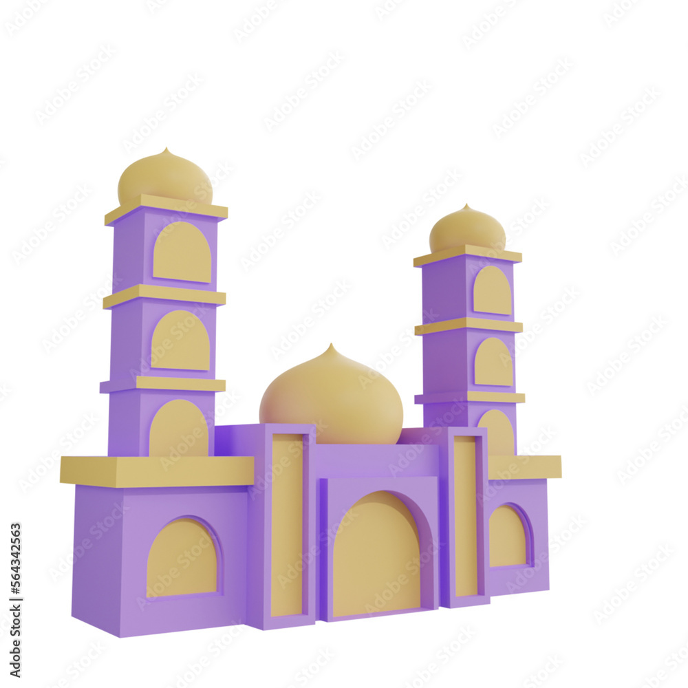 PNG cute mosque concept ramadan with 3d rendering