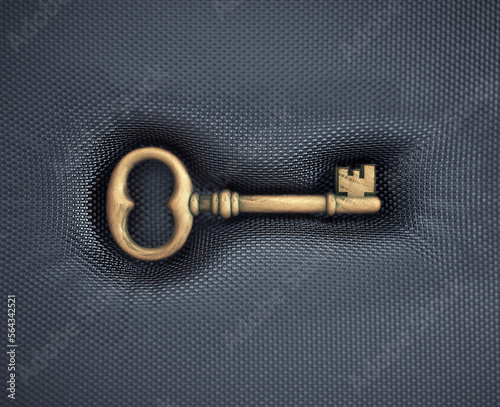 A golden old style key.