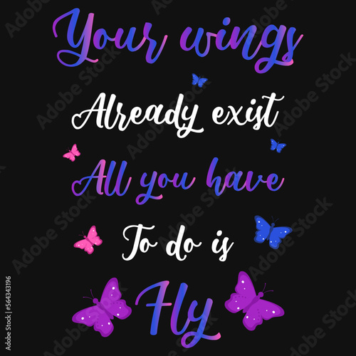 Butterfly typographic tshirt design 