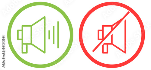 Speaker and silent icon set with solid color