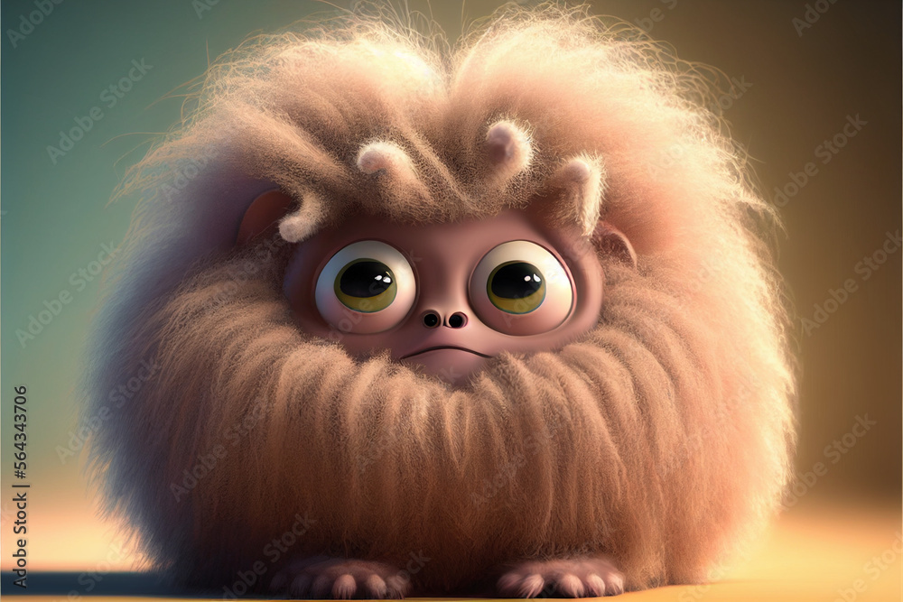 Fluffy caricature, cute creature, generative ai Fluffy caricature, cute creature, generative ai