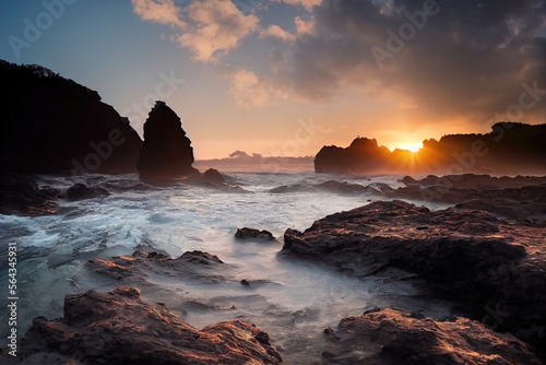 Rock in the beach and Sea in a sunny weather 