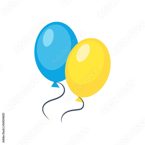 Balloons of blue and yellow color vector illustration. Cartoon drawing of balloons in colors of Ukrainian flag or anti-war element isolated on white background. War, military, peace concept