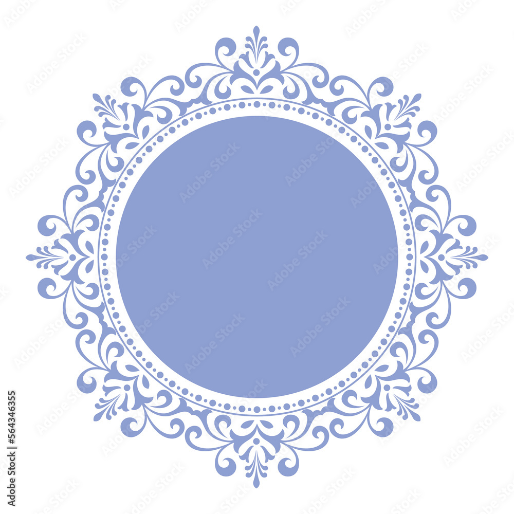 Decorative frame Elegant vector element for design in Eastern style, place for text. Floral blue and white border. Lace illustration for invitations and greeting cards Decorative frame Elegant vector element for design in Eastern style, place for text. Floral blue and white border. Lace illustration for invitations and greeting cards