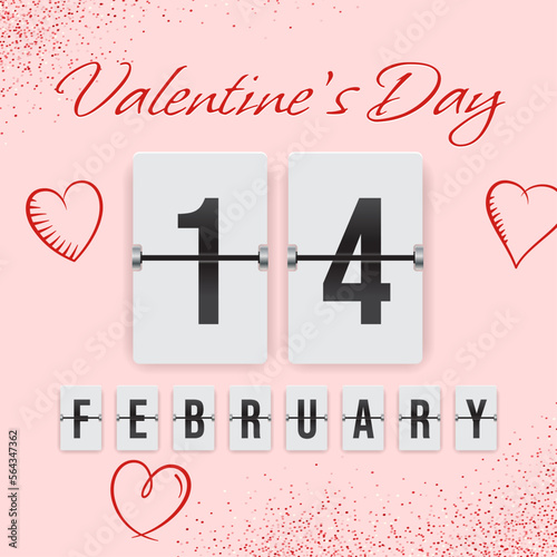 Valentine's Day - 14th February (vector analog countdown timer)