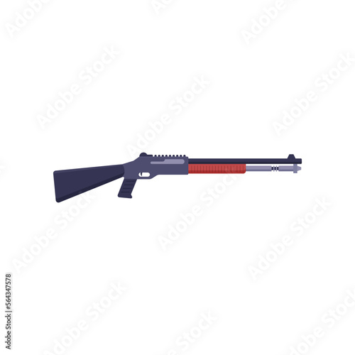 Modern military shotgun cartoon illustration. Colorful gun or weapon for games isolated on white background. Automatic weapon, toy, shooting concept