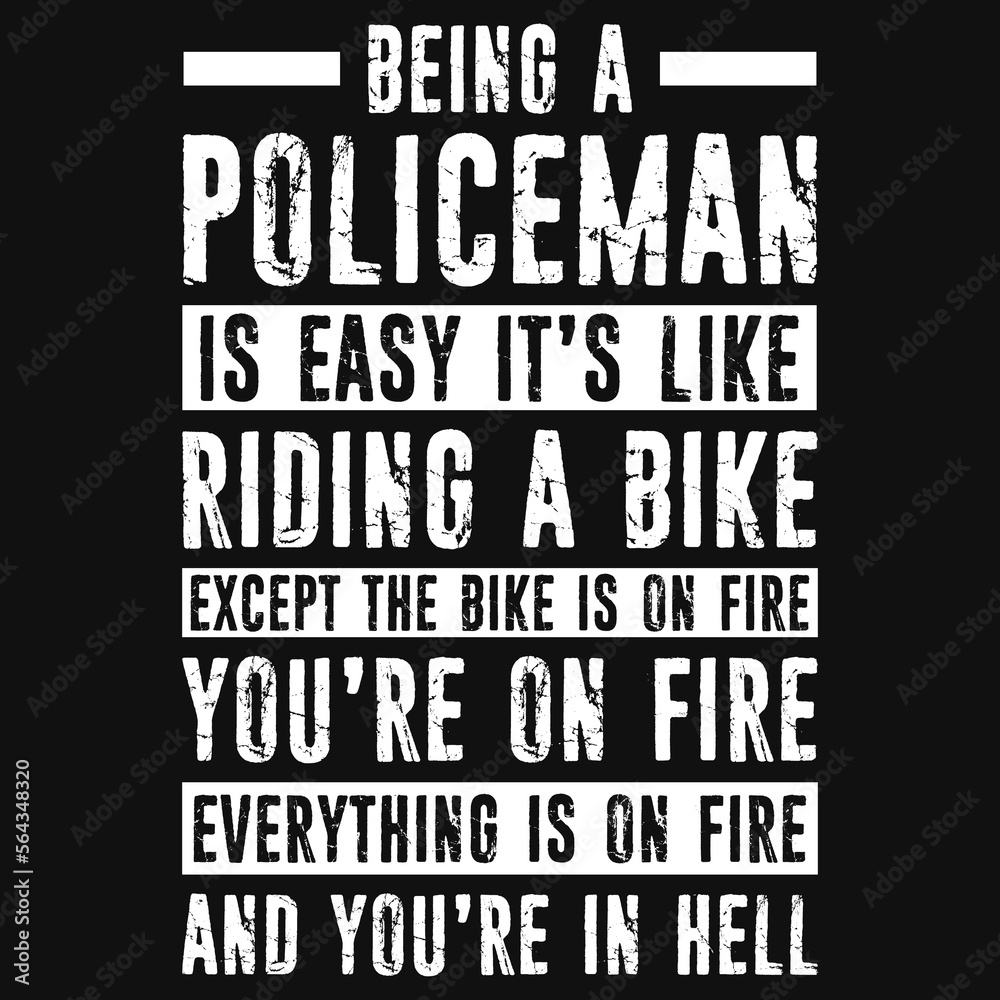 Obraz premium Policeman typographic tshirt design 