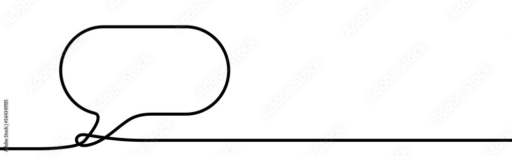 Continuous one line drawing of speech bubble. Vector illustration Continuous one line drawing of speech bubble. Vector illustration